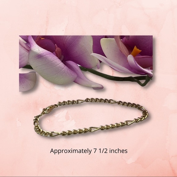 Vintage 14k Gold Plated Chain Bracelet with Long Spacers - 7 1/2 Inches (EUC) - Picture 2 of 3